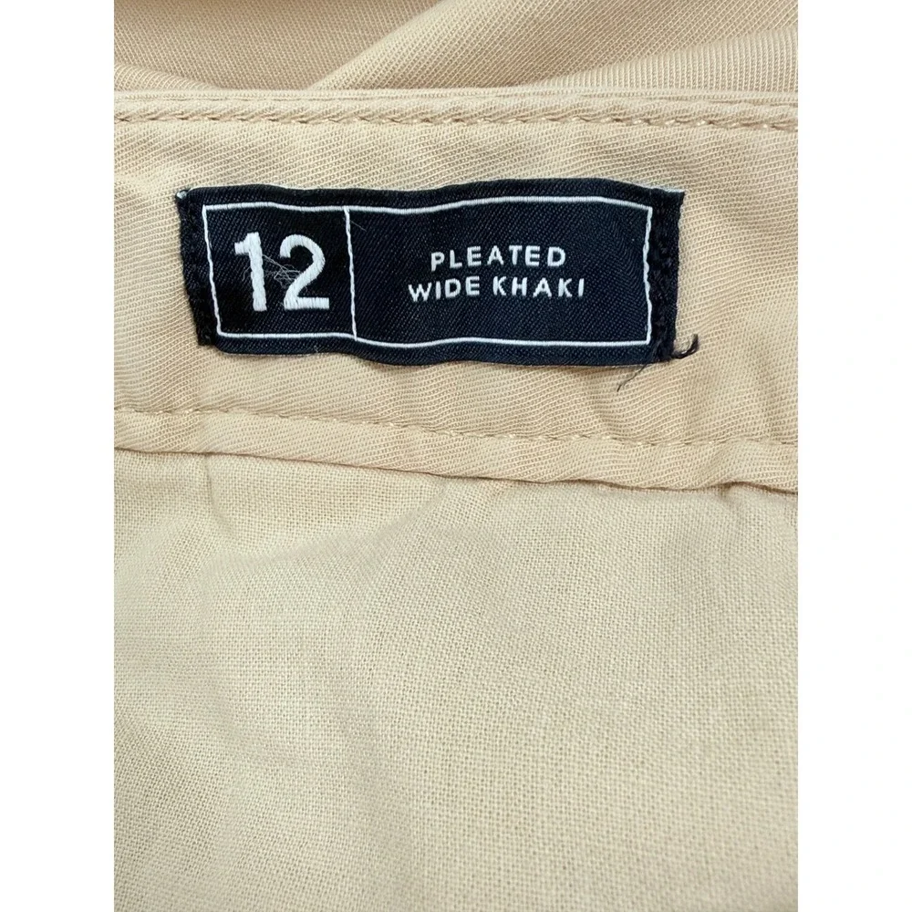 Gap New Pleated Wide Leg Khaki Pants Womens 12 Tan High Rise Academia Preppy - Picture 5 of 11